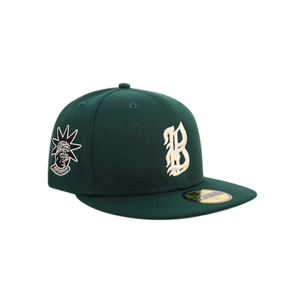 NEW ERA X BANE CAPITAL OLD ENGLISH B LOGO HAT - DARK GREEN / IVORY