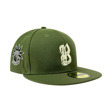 NEW ERA X BANE CAPITAL OLD ENGLISH B LOGO HAT -  OLIVE GREEN / IVORY