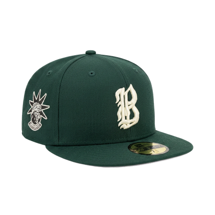 NEW ERA X BANE CAPITAL OLD ENGLISH B LOGO HAT - DARK GREEN / IVORY